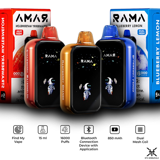 RAMA 16000 Puffs Bluetooth Dynamic Screen Disposable | Pack of 5