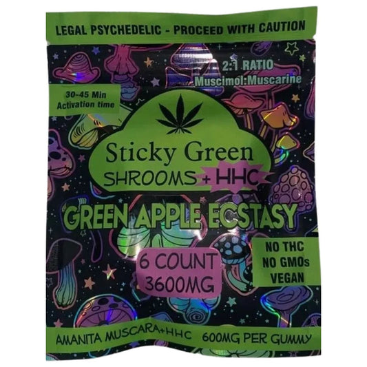 Sticky Green Shrooms 3600 mg Shrooms + HHC Gummies | Pack of 5